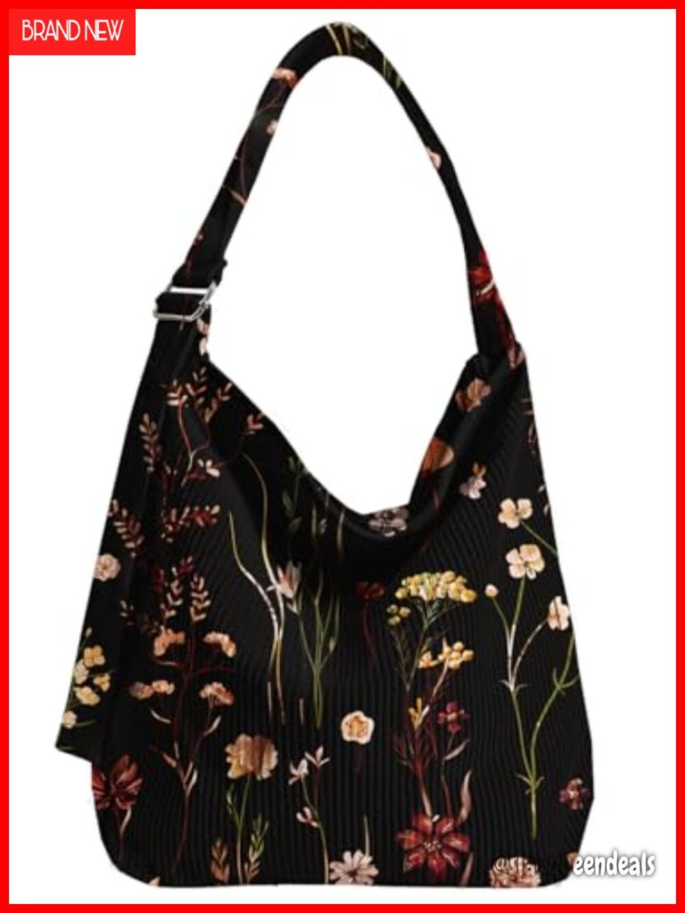 Large Corduroy Hobo Bag Tote Zipper Adjustable Strap Laptop Travel